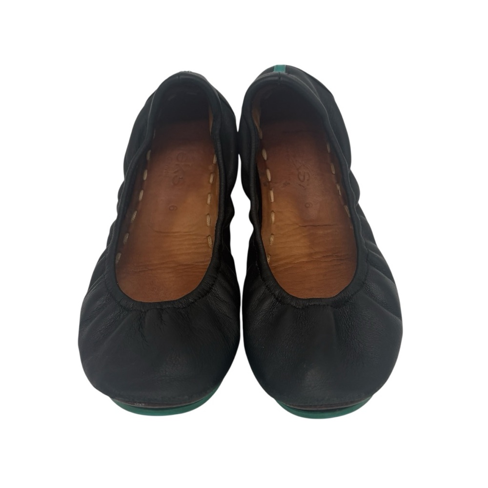 Tieks Black Leather Ballet Flats with Teal Accents